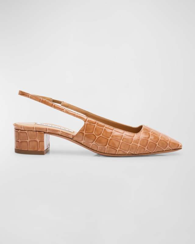 Ginza Croco Slingback Ballerina Pumps